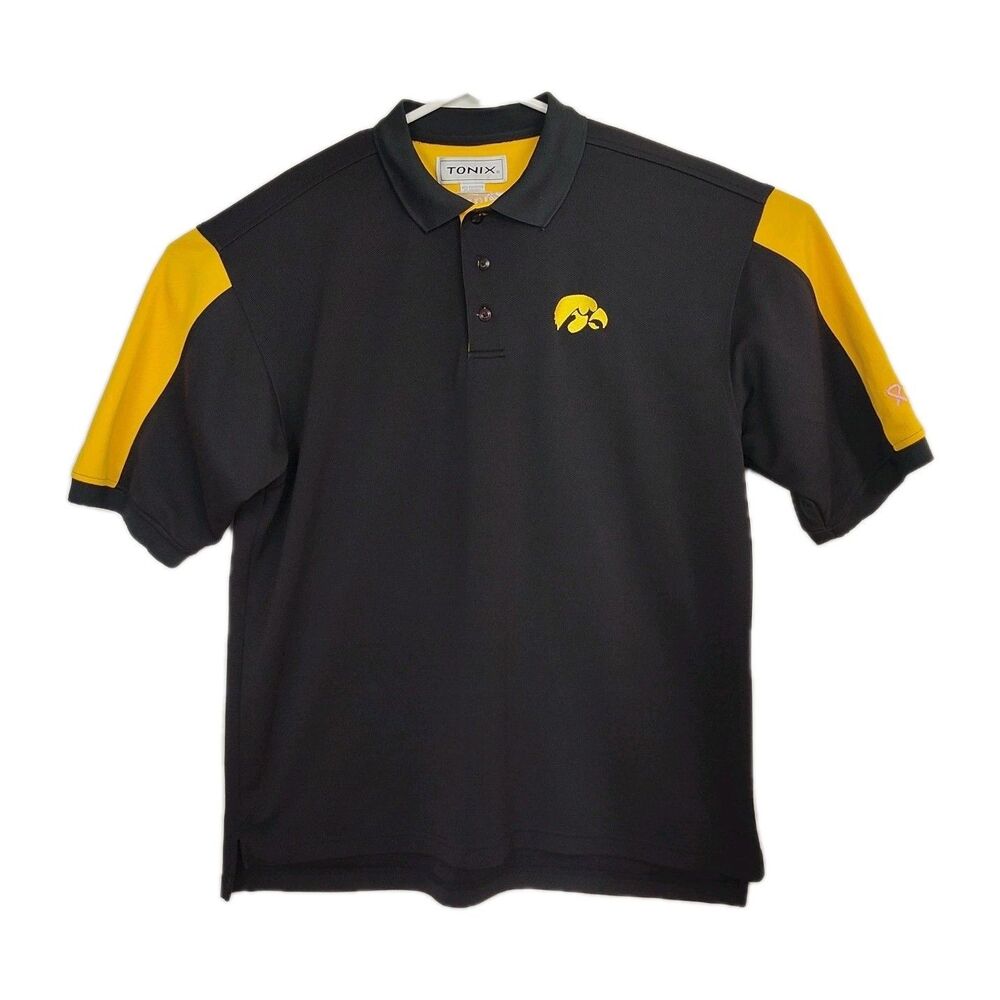 Tonix University of Iowa Hawkeyes Polo Shirt Men's XL Black Embroidered Logo